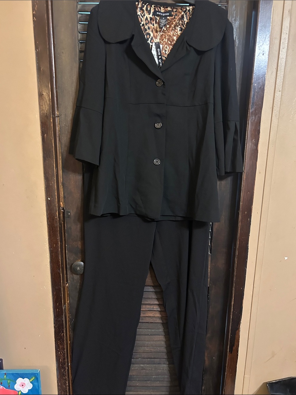 Ava & Grace Black Two-Piece Jacket and Pants Set